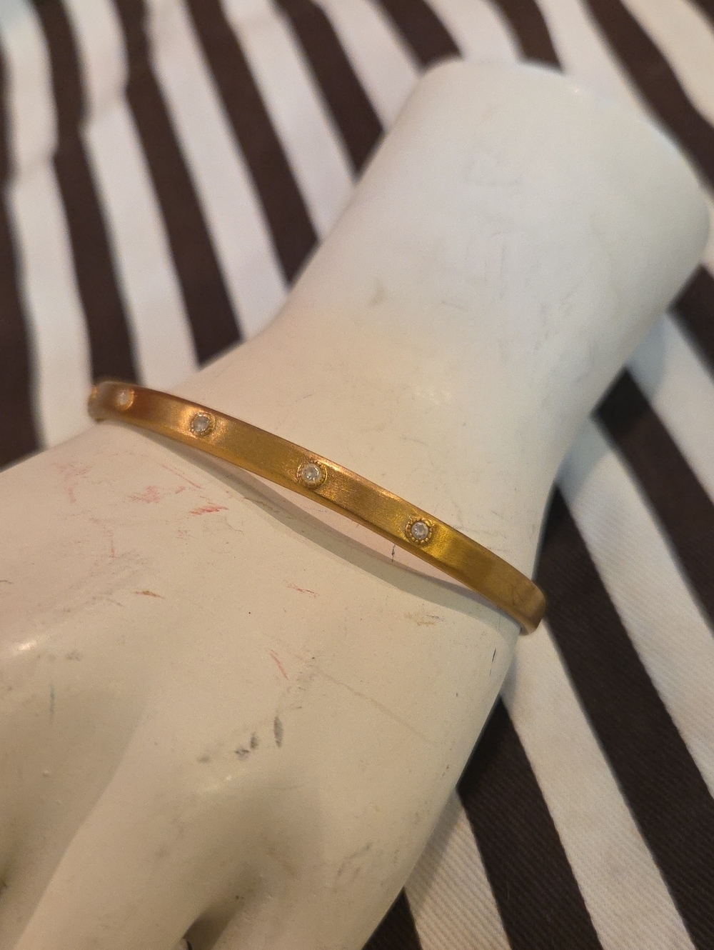 Stella & Dot Gold-Tone Crystal Station Bangle Bracelet - Minimalist Cuff.